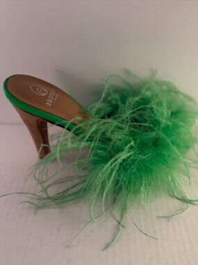 BROTHER VELLIES GREEN FEATHER MULES